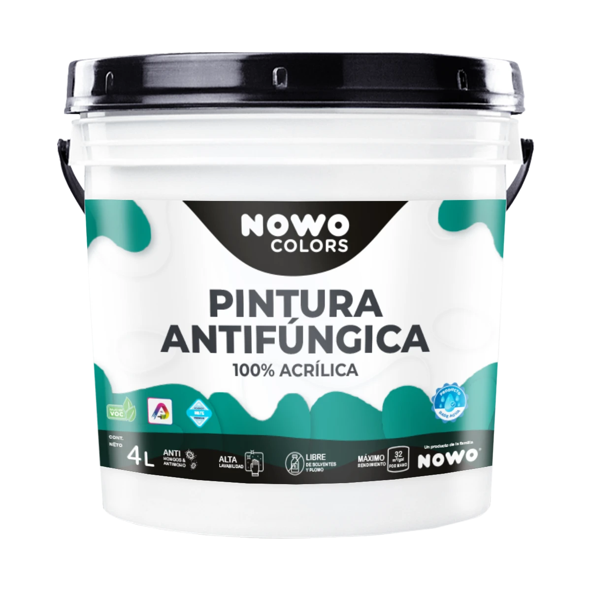 Pintura Antifúngica 100% Acrílica Base Agua – Nowo Colors – 4L